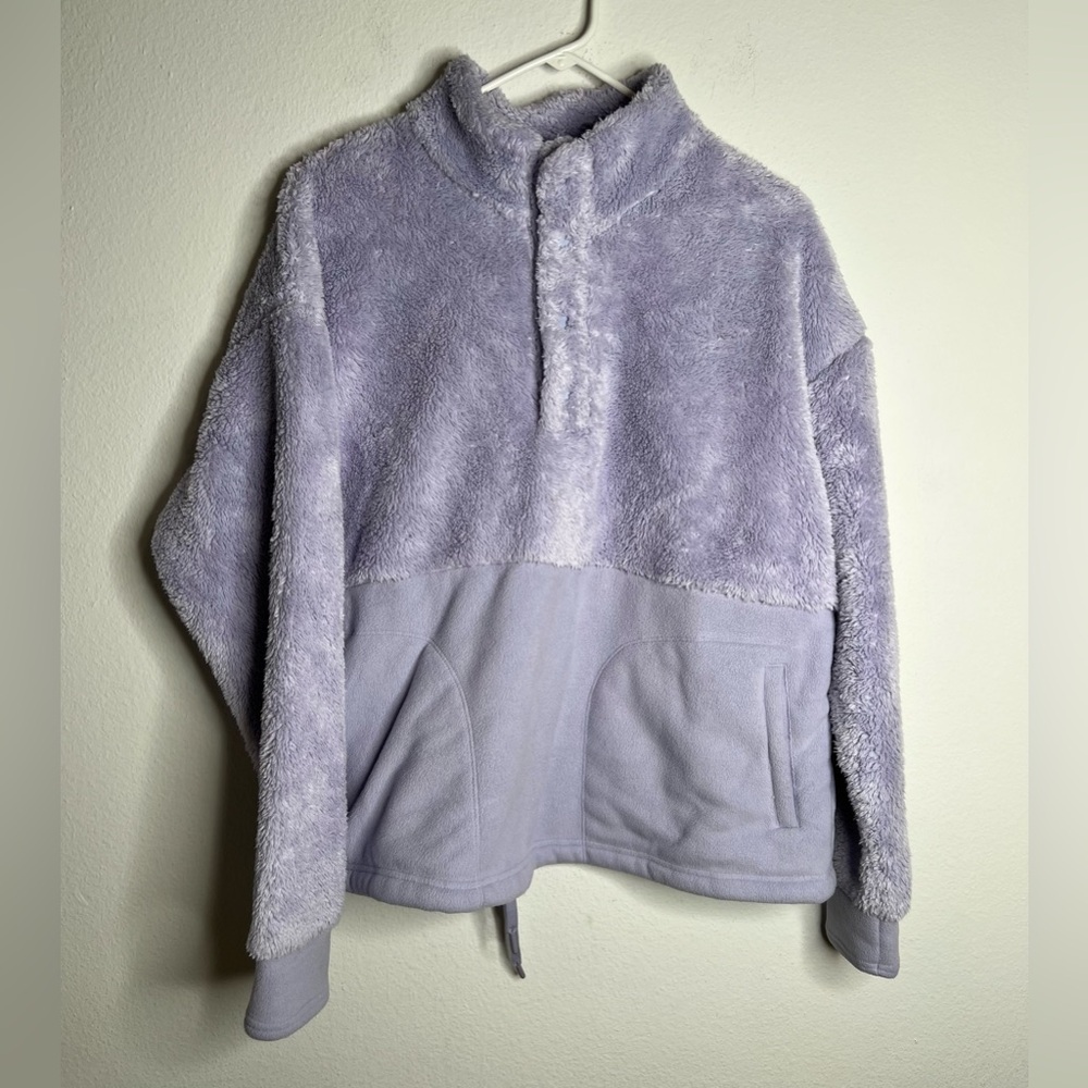 All In Motion Womens Sweatshirt Light Purple Teddy Pullover Size XL